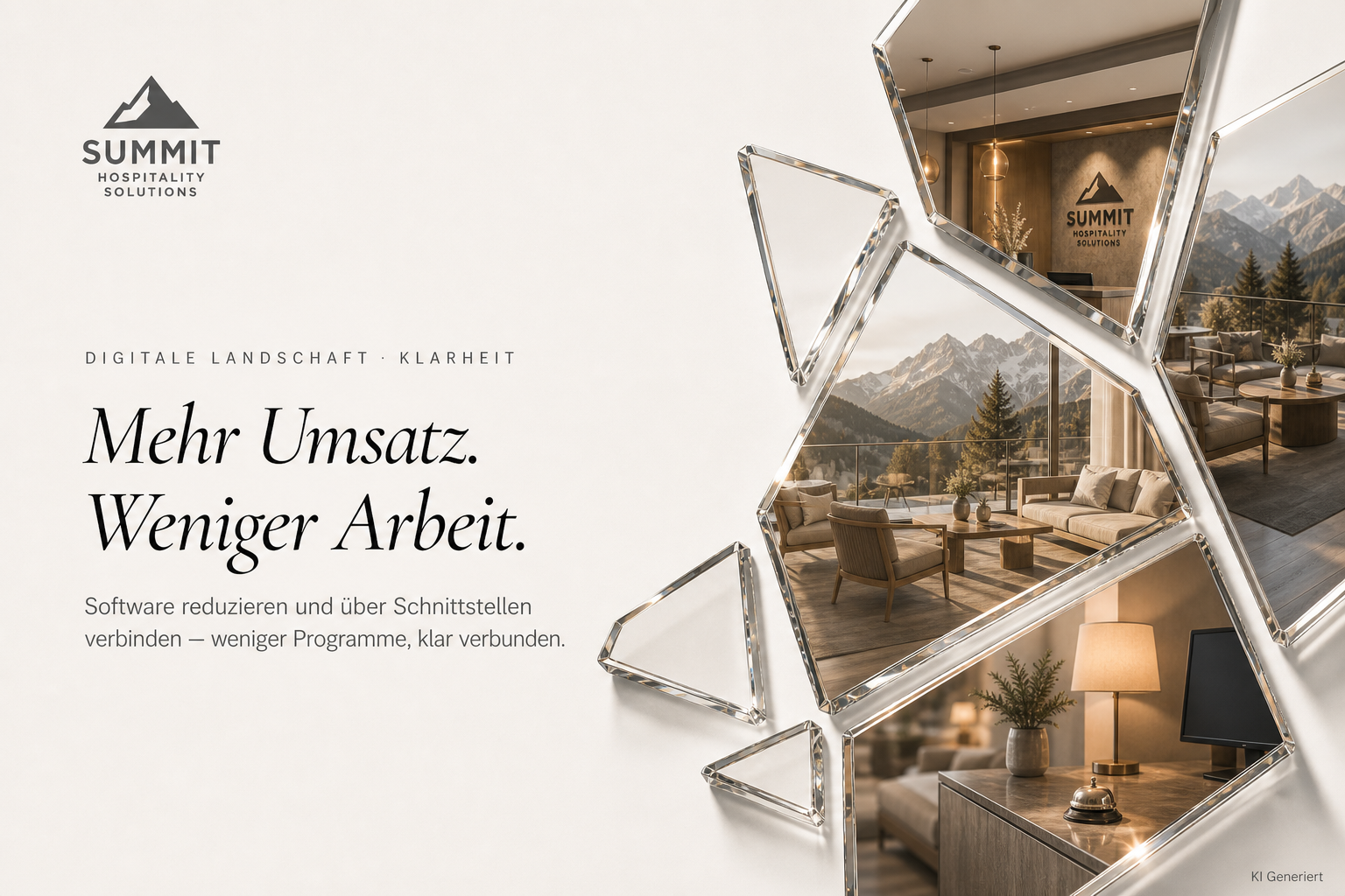 Mehr Umsatz. Weniger Arbeit. Software reduzieren und über Schnittstellen verbinden — weniger Programme, klar verbunden.